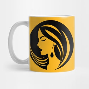 woman hair salon logo design t-shirt Mug